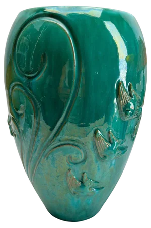 Vintage Belgian Vase in Green Glazed Terracotta, 1930