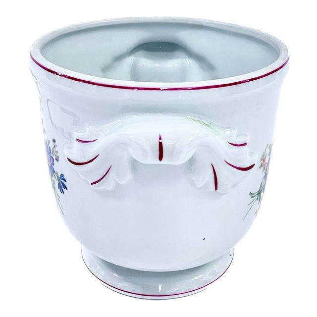 Traditional Vintage Porcelain Portuguese Floral Cachepot For Sale - Image 3 of 7