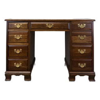 1960s Solid Cherry Pedestal Desk For Sale
