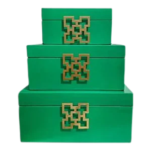 Asian Style Green Jewelry Boxes - Set of 3