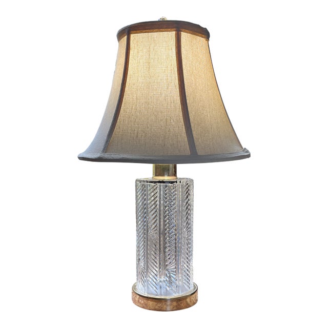 Vintage Waterford Sheila Crystal Table Lamp | 20" Tall | Polished Brass Base For Sale
