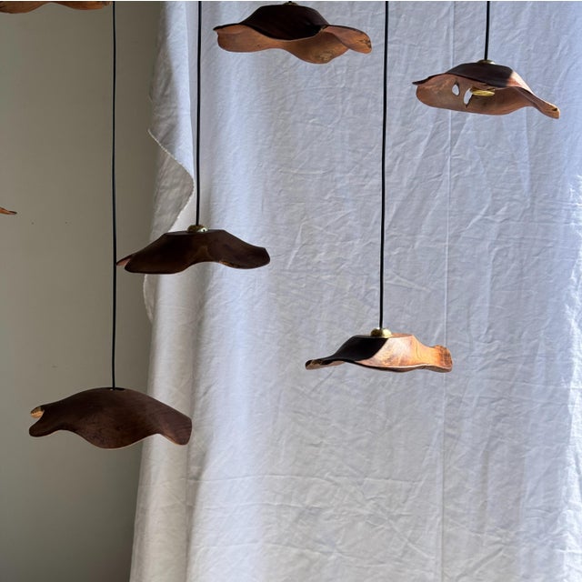 Small Wavy Leaf-Shaped Teak Pendant Light, 1980s For Sale - Image 6 of 18