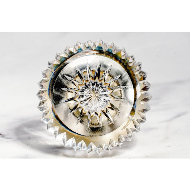 Brilliant Large Antique Cut Crystal Paperweight Inkwell With Sterling Silver Lid Luxury Desk Accessory Home Decor For Sale - Image 16 of 17