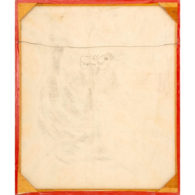 Red Walter Gaudnek "Fighting Bull" Oil on Canvas, 1970 For Sale - Image 8 of 9