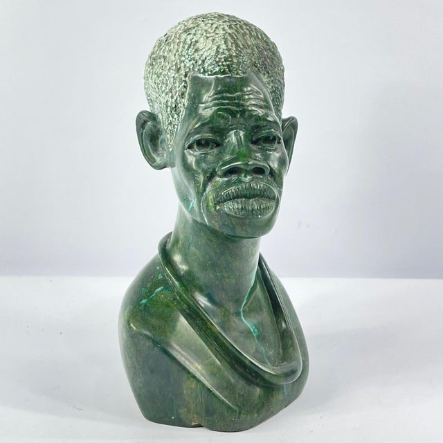 Early 20th Century Verdite Male Bust Statue by Nicholas Tandi - MATTER COLLECTION For Sale In Denver - Image 6 of 10