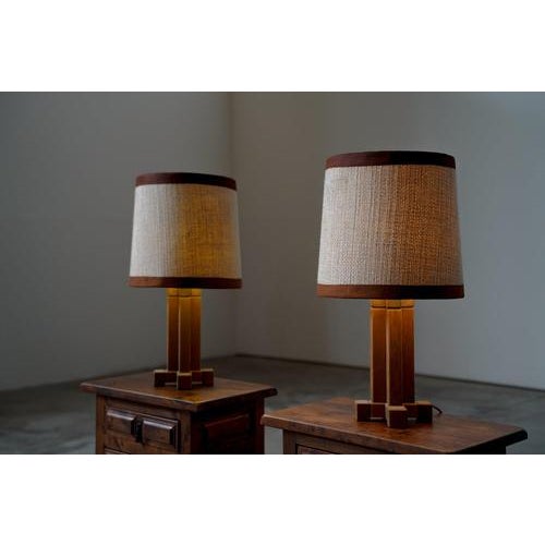 Oak lamps The lamps are in a good condition with traces of usage normal to their age. Up to 250V (Europe/UK Standard).The...