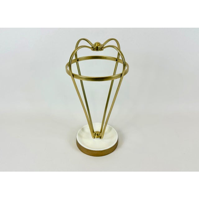Mid-Century Modern Austrian Aluminium and Brass Umbrella Stand, 1960s, in Restored conditions. Designed 1960 to 1969