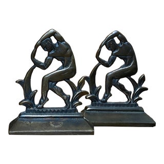 Vintage Art Deco Nature Boy! Muscle Man Bookends Atlas, Bodybuilder, Mr. Olympia - a Pair For Sale