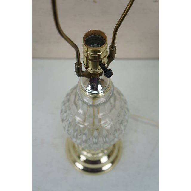 Mid 20th Century Mid 20th Century Heyco Brass Cut Crystal Vase Urn Table Lamp W Angel Trumpet Horn Finial 27" For Sale - Image 5 of 12