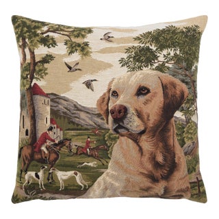 Retriever Tapestry Cushion With Feather Filler - 46x46cm (18"x18") For Sale