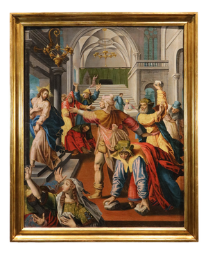 Workshop of Maarten De Vos, Christ Expelled from the Temple of Jerusalem, 1600, Oil on Canvas