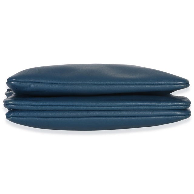 2010s Blue Lambskin Small Trio Crossbody Bag For Sale - Image 5 of 9