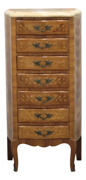 French Inlaid Wood Chest of Drawers, 1930s