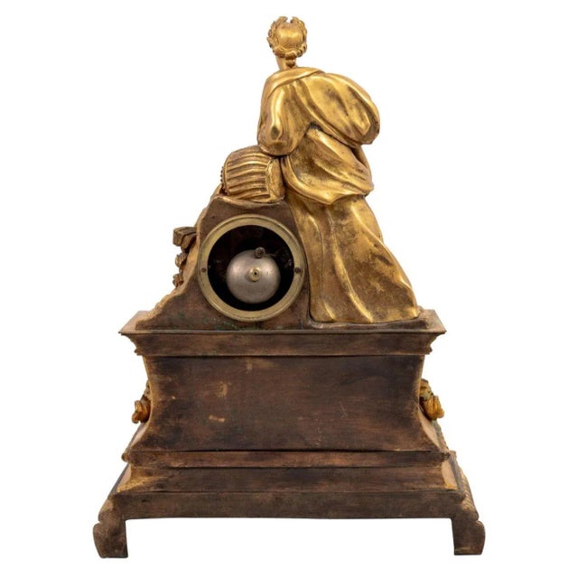 French Empire Gilt Bronze Figural Clock For Sale - Image 11 of 14