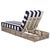 Transitional Gillian Chaise Lounge, Heather Tan/Navy Stripe For Sale - Image 3 of 12