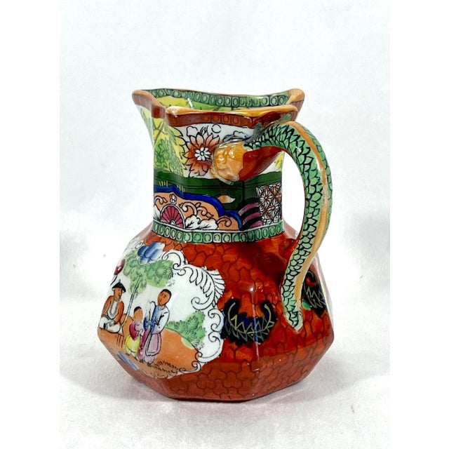 Mason's Ironstone Rare Masons Ironstone Chinoiserie‘ Red Scale Conversation Group’ Hydra English Porcelain Jug, C1835 For Sale - Image 4 of 7