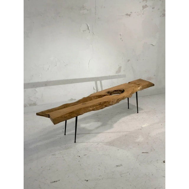 Wood Mid-Century French Raw Wood Coffee or Side Table on Compass Legs, 1950s For Sale - Image 7 of 13