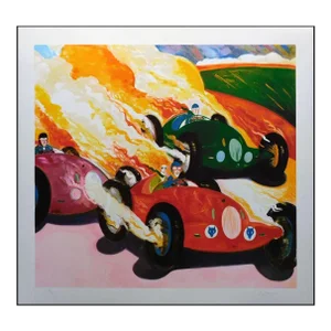 1980s Earl Linderman "Grand Prix 1939" Signed and Numbered Fine Art Serigraph
