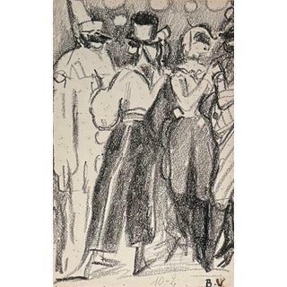 Benjamin II Vautier, Meeting, Graphite on Paper For Sale