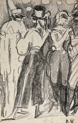Benjamin II Vautier, Meeting, Graphite on Paper