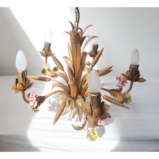 Chandelier with Porcelain Flowers by Neheim Hüsten, 1960s For Sale - Image 17 of 18