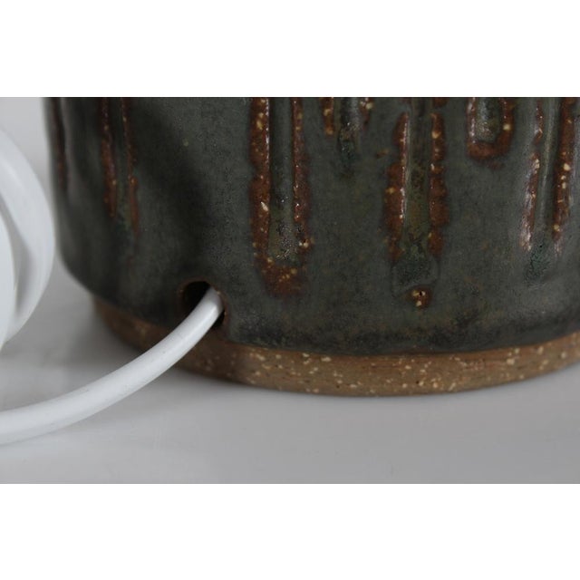 Textile Danish Forest Green Ceramic Table Lamp from Palshus, 1960s For Sale - Image 7 of 11