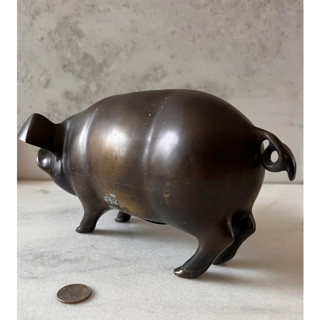 Vintage Large Bronze Piggy Bank For Sale - Image 9 of 11