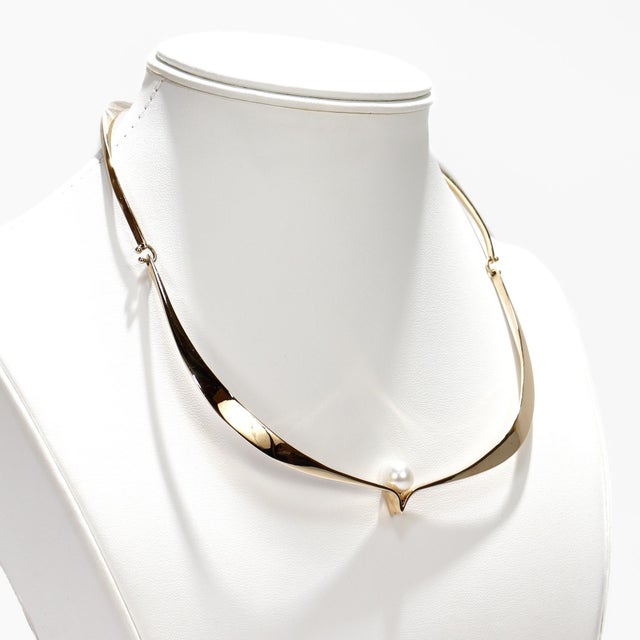 Ed Wiener Modernist 14k Gold & Pearl Curvex Choker Necklace or Collar For Sale - Image 18 of 18