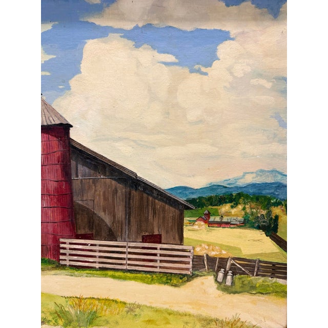 Mid-Century American Oil Painting of Red Barn & Silo, Signed W. Grimshaw For Sale In Nashville - Image 6 of 14
