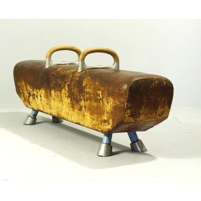 Vintage Leather Gym Pommel Horse Bench, 1960s For Sale - Image 11 of 11