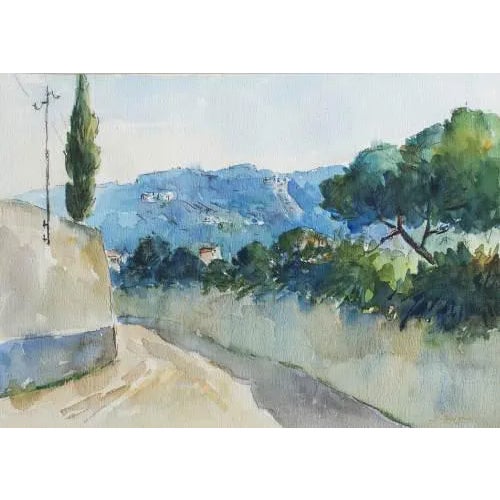 Jose Bastos, Landscape, Watercolor on Paper For Sale