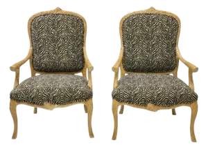Italian Carved Faux Bois Cerused Bergère Chairs in Zebra Fabric - Pair