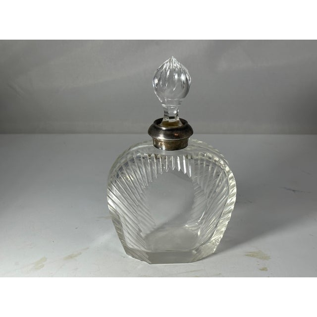 Early 20th Century Sterling Silver Cut Crystal Perfume Bottle: Acorn Stopper, Ribbed Design For Sale - Image 5 of 10