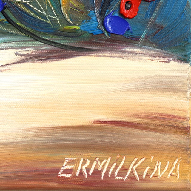 Blue The Sea Garden - Colorful Figurative Abstract Textured Impasto Oil Painting on Canvas by Ekaterina Ermilkina For Sale - Image 8 of 8