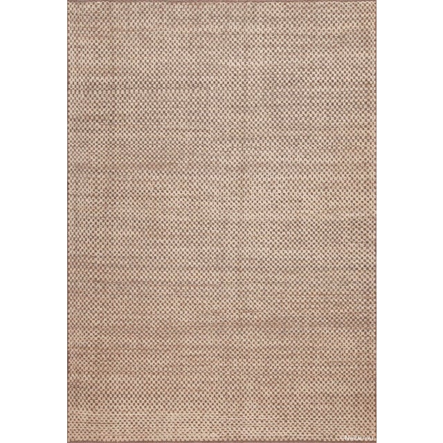 Neutral Cream Color Geometric Checkerboard Pattern Modern Area Rug For Sale