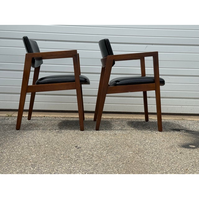 Brown Pair of Mid-Century Lounge Chairs Walnut Open Arm Lounge Chairs #1 For Sale - Image 8 of 12