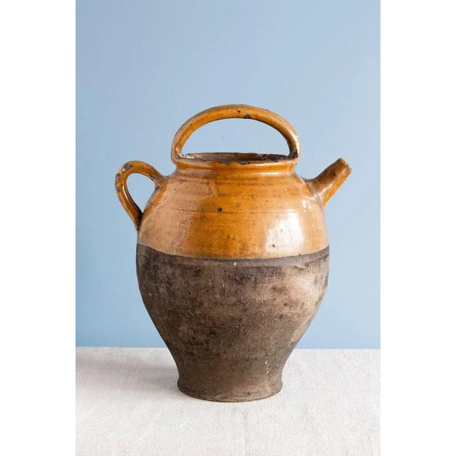 Brown French Glazed Ochre Jug, 19th Century For Sale - Image 8 of 8
