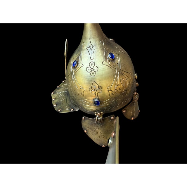 Hand Engraved Turkish Brass Armor Display Set For Sale In Los Angeles - Image 6 of 11