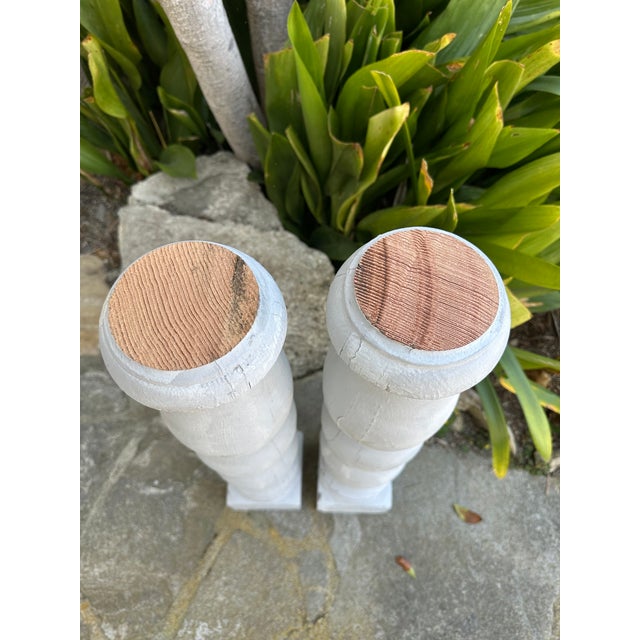 Neoclassical Vintage Wood 29” Architectural Painted Pillar Balustrades - A Pair For Sale - Image 3 of 8