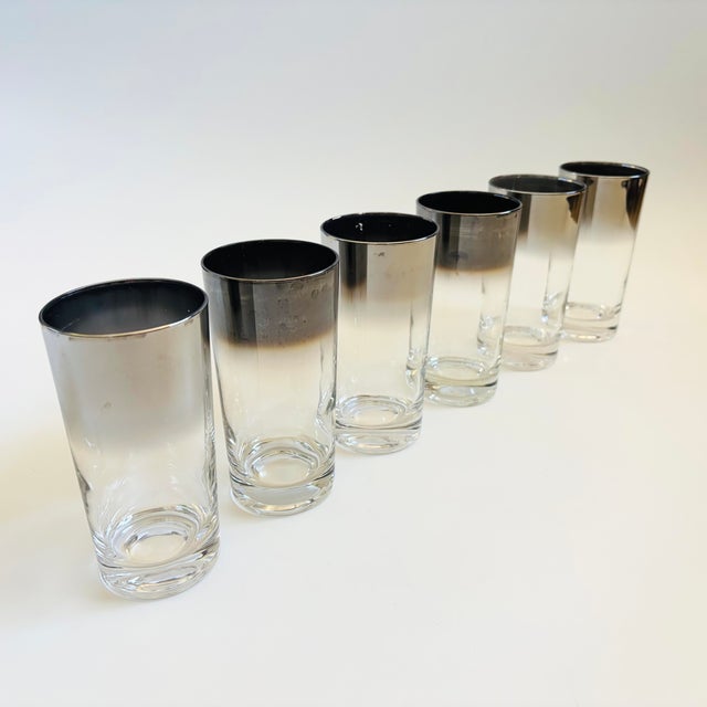Mid 20th Century Mid Century Silver Fade Highball Tumblers by Vitreon - Set of 6 For Sale - Image 5 of 13