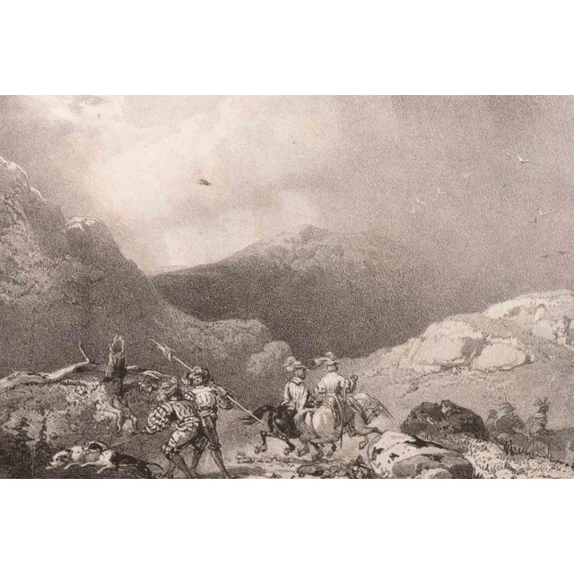 The Battle is original lithograph "d'après" drawing of F.A. Pernot, realized by the artist Richard Parkes Bonington (1802-...