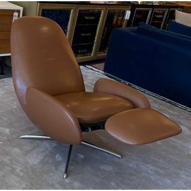 Hlynur Atlason for Design Within Reach Vala Sienna Leather Swivel Recliners, Pair For Sale In San Francisco - Image 6 of 12