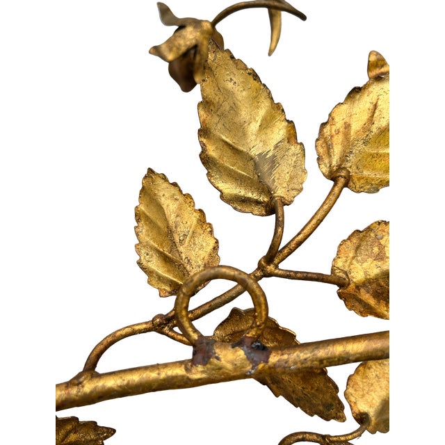 Large 1950s Italian Hans Kögl Gilded Brass Tole Rose Bouquet Spray Wall Sculpture For Sale - Image 10 of 10