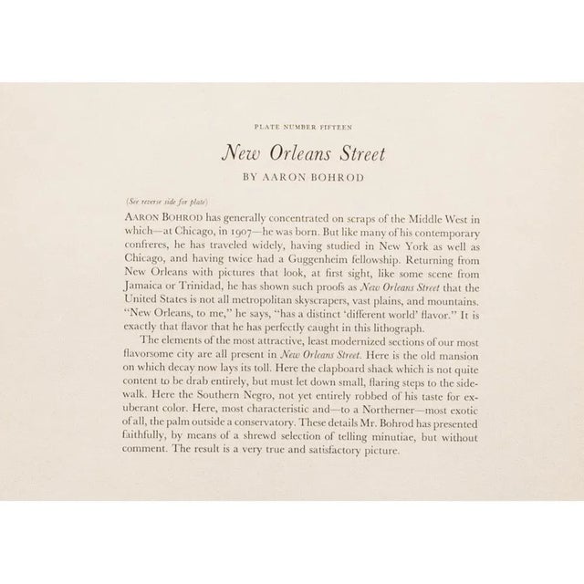 Paper 1939 After "New Orleans Street" by Aaron Bohrod, First Edition Period Offset Lithograph For Sale - Image 7 of 11