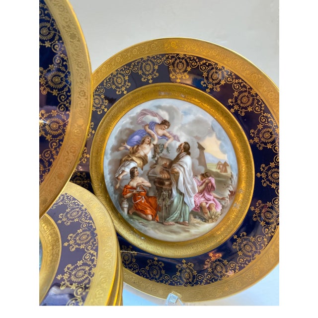 Ceramic Porcelain Allegorical Scene Plates - Set of 12 For Sale - Image 7 of 13