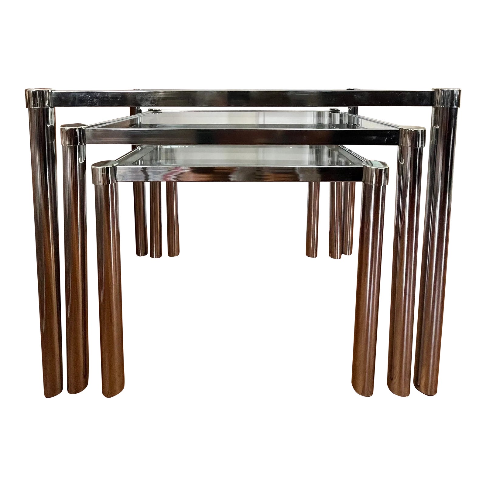 Mid Century Chrome Nesting Tables Chairish