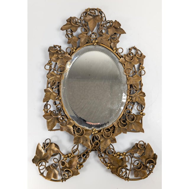 French 19th Century Austrian Bronze Ivy Vine and Berry Motif Table Mirror Possibly by Bergman For Sale - Image 3 of 15