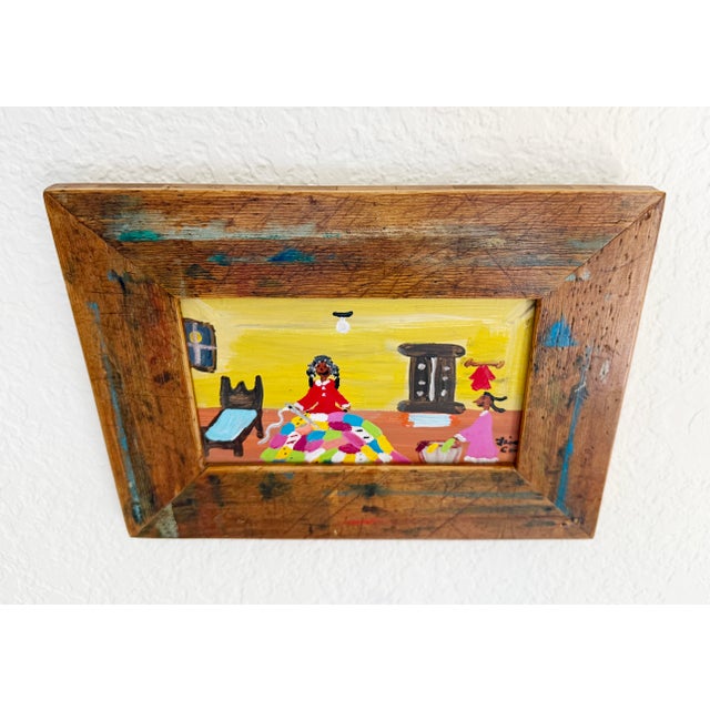 Lisa Cain Folk Art Painting, Acrylic on Board, Listed Artist, Signed For Sale In Sacramento - Image 6 of 9