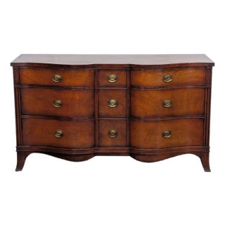 Drexel Mahogany Serpentine 9-Drawer Dresser For Sale