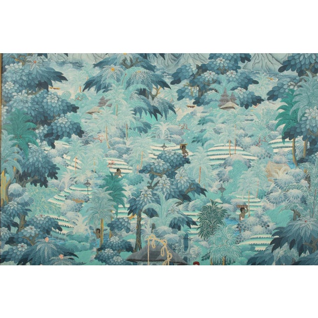 Balinese Artist, Blue Palm Trees, 1980s, Acrylic on Canvas, Framed For Sale - Image 10 of 14